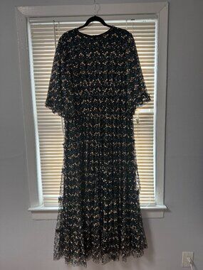 Dainty Jewells Black Floral Mesh Gown XL